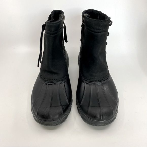 Sperry Saltwater Wedge Black Leather Quarter Duck Boots Color Black SZ 7 - Picture 2 of 12